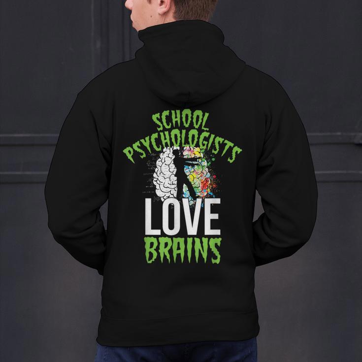 School Psychologists Love Brains Halloween Teacher Counselor Men's Hoodie Back Print, gift for family, gift for coworker School Psychologists Love Brains Halloween Teacher Counselor Men's Hoodie Back Print, gift for family, gift for coworker