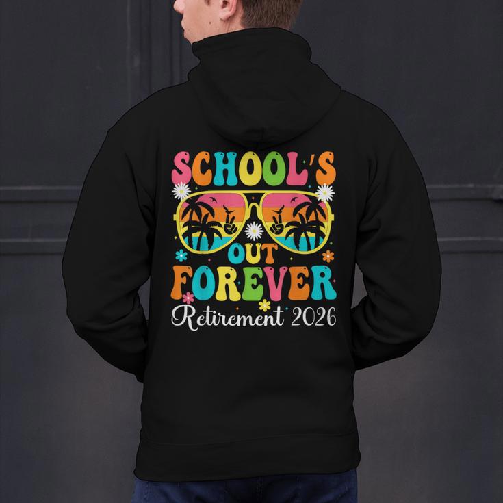 School's Out Forever Retirement 2026 Retro Retired Teacher Men's Hoodie Back Print, gift for family, gift for coworker