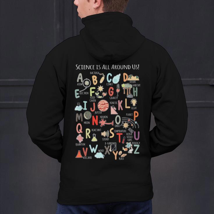 Science Teacher Alphabet Science Is All Around Us Teacher Men's Hoodie Back Print, Science Teacher Hoodies, gift for family, gift for coworker
