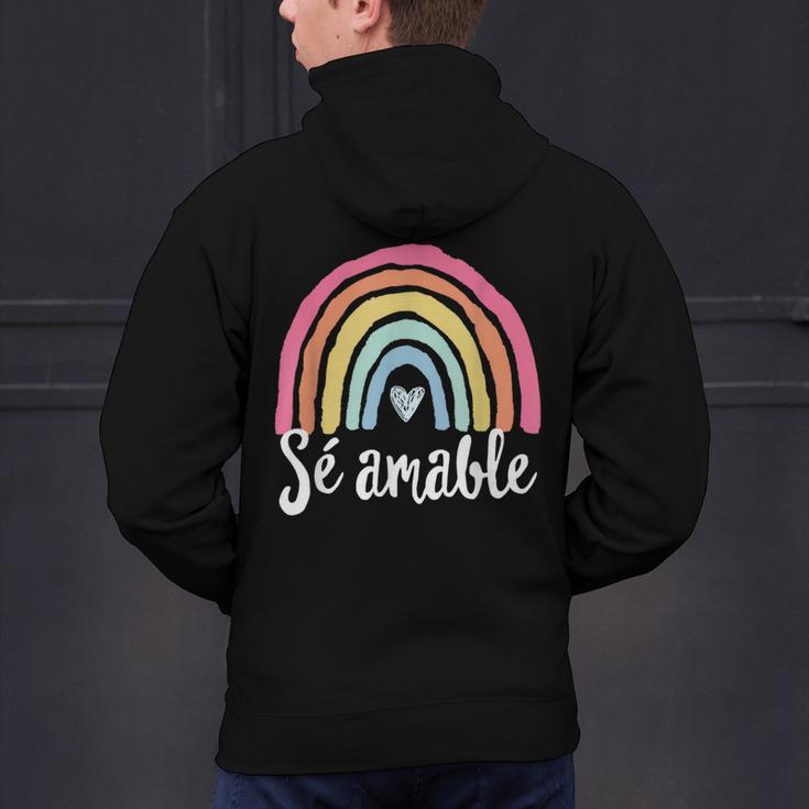 Sé Amable Spanish Bilingual Teacher Be Kind Boho Rainbow Men's Hoodie Back Print, gift for family, gift for coworker Sé Amable Spanish Bilingual Teacher Be Kind Boho Rainbow Men's Hoodie Back Print, gift for family, gift for coworker