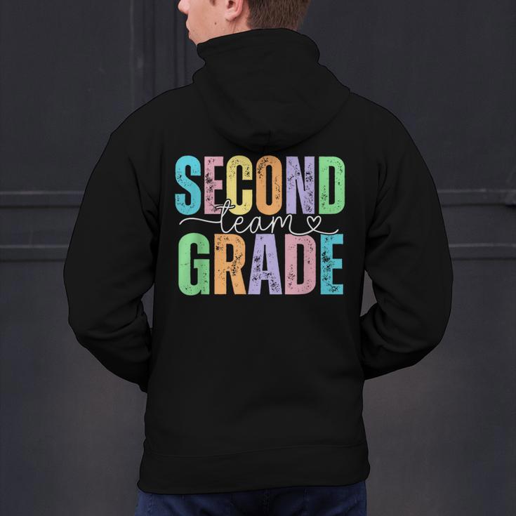 Second Grade Team Heart Teacher Student Back To School Girls Men's Hoodie Back Print, gift for family, gift for coworker