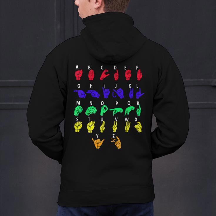 Sign Language Alphabet For ASL Interpreter Deaf Teacher Stud For Men Women Girls Kids Men's Hoodie Back Print, gift for family, gift for coworker