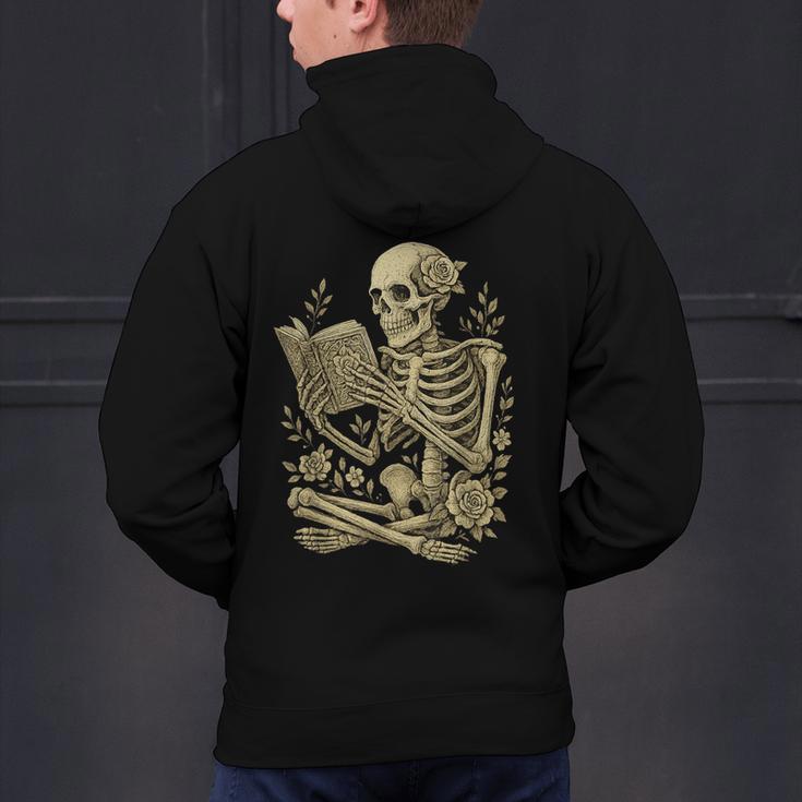 Skeleton Book Floral Skull Halloween Teacher Costume Men's Hoodie Back Print, gift for family, gift for coworker Skeleton Book Floral Skull Halloween Teacher Costume Men's Hoodie Back Print, gift for family, gift for coworker