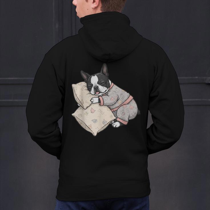 Sleepy Boston Terrier Pajama Men Women Kids Men's Hoodie Back Print, gift for family, gift for coworker
