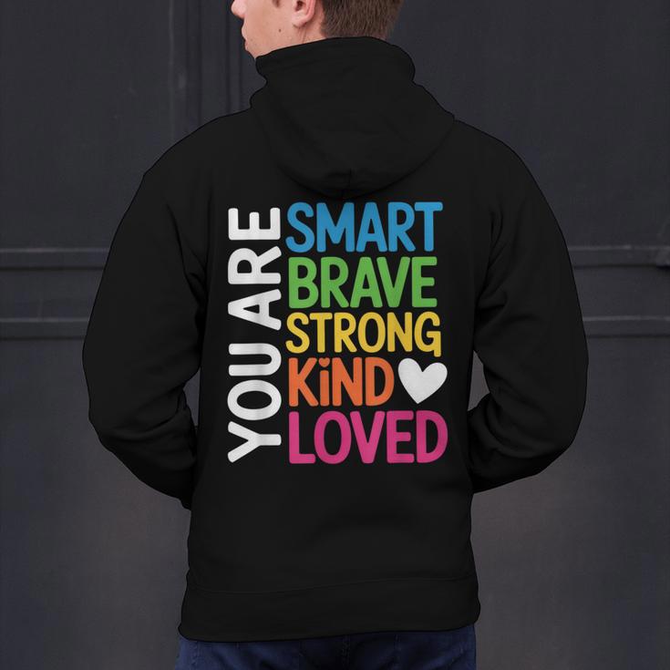 You Are SMART BRAVE STRONG KIND LOVED MOTIVATION TEACHER KID Men's Hoodie Back Print, gift for family, gift for coworker You Are SMART BRAVE STRONG KIND LOVED MOTIVATION TEACHER KID Men's Hoodie Back Print, gift for family, gift for coworker