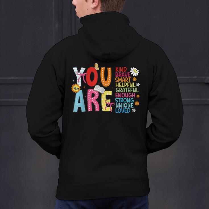 You Are Smart Brave Strong Kind Loved Motivation Teacher Kid Men's Hoodie Back Print, gift for family, gift for coworker