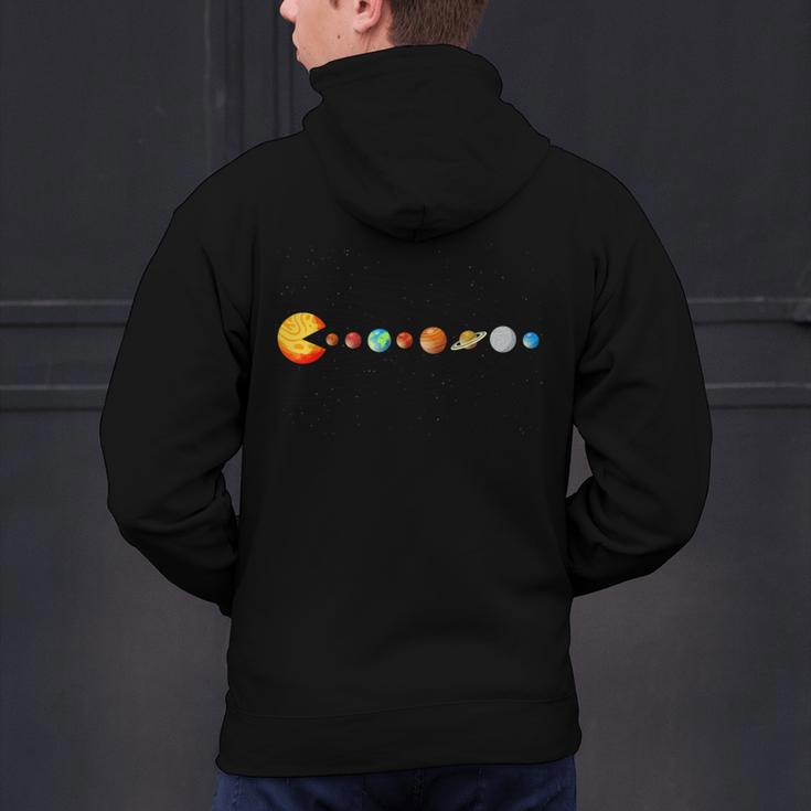 Solar System Teacher Video Games Sun Eating Planets Men's Hoodie Back Print, gift for family, gift for coworker