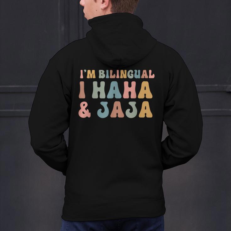 Spanish Teacher Groovy I'm Bilingual I Haha And Jaja Men's Hoodie Back Print, Groovy Teacher Hoodies, gift for family, gift for coworker Spanish Teacher Groovy I'm Bilingual I Haha And Jaja Men's Hoodie Back Print, Groovy Teacher Hoodies, gift for family, gift for coworker