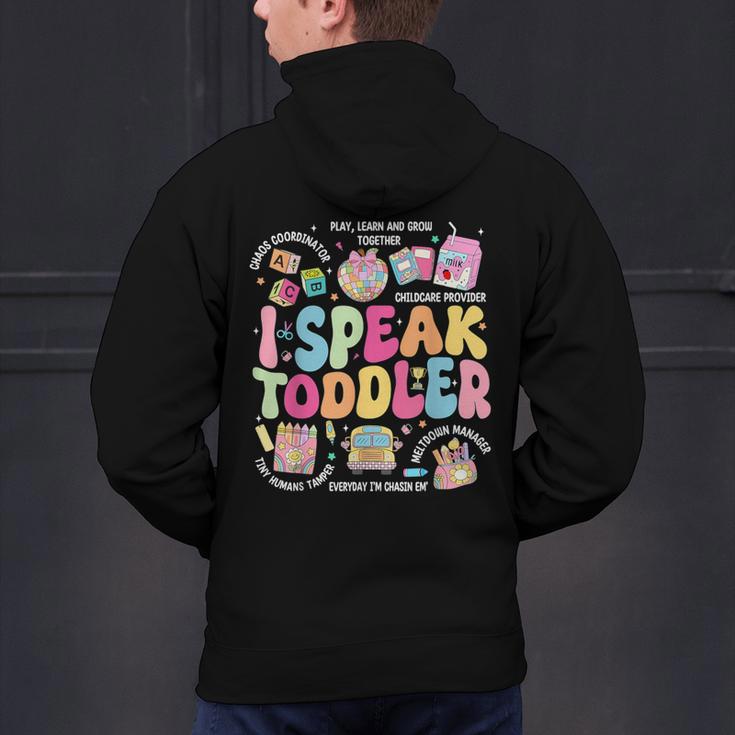 I Speak Toddler Back To School Teacher Men's Hoodie Back Print, gift for family, gift for coworker I Speak Toddler Back To School Teacher Men's Hoodie Back Print, gift for family, gift for coworker