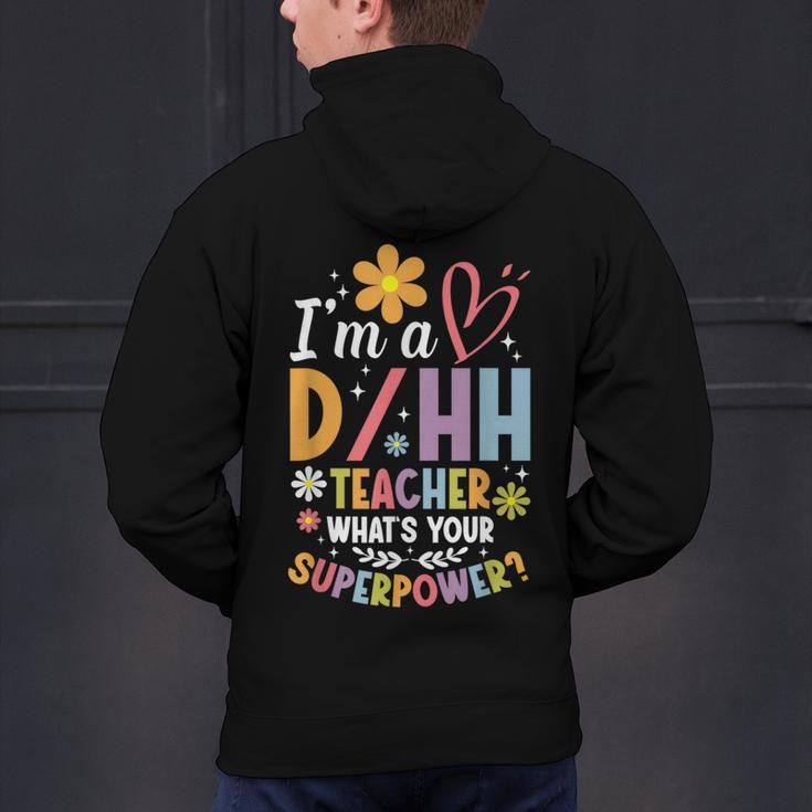 Special Education ASL Teacher Superpower DHH Teacher Men's Hoodie Back Print, gift for family, gift for coworker Special Education ASL Teacher Superpower DHH Teacher Men's Hoodie Back Print, gift for family, gift for coworker