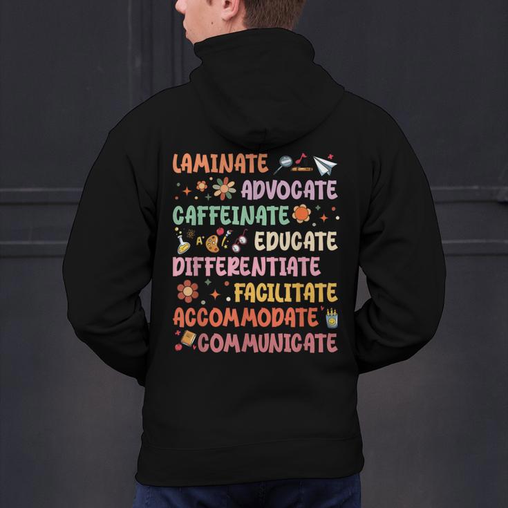 SPED Caffeinate Advocate Laminate Educate Teacher Facilitate For Men Women Men's Hoodie Back Print, gift for family, gift for coworker