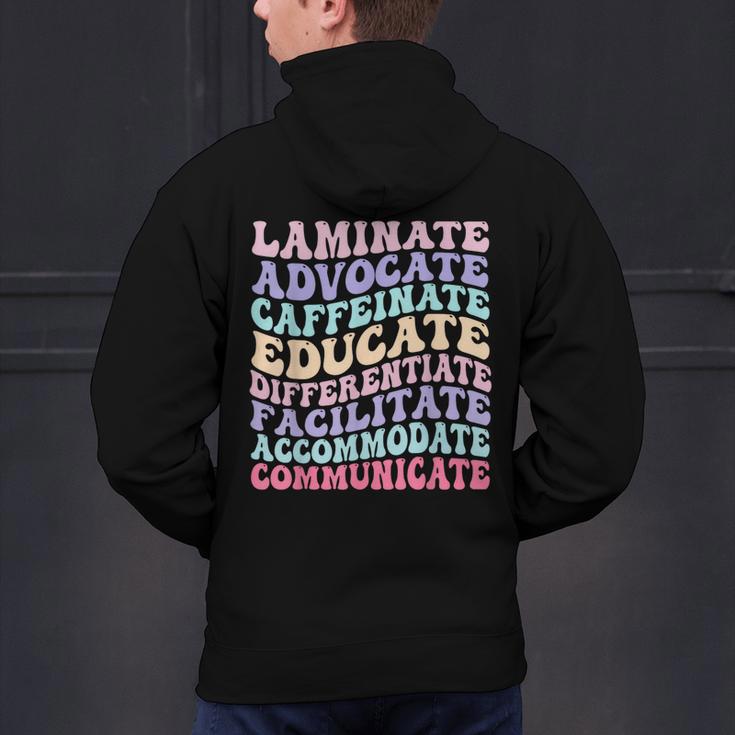 Sped Caffeinate Advocate Laminate Educate Teacher Men's Hoodie Back Print, gift for family, gift for coworker Sped Caffeinate Advocate Laminate Educate Teacher Men's Hoodie Back Print, gift for family, gift for coworker