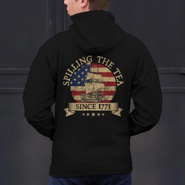 Spilling The Tea Since 1773 Vintage Us History Teacher Men's Hoodie Back Print, History Teacher Hoodies, gift for family, gift for coworker