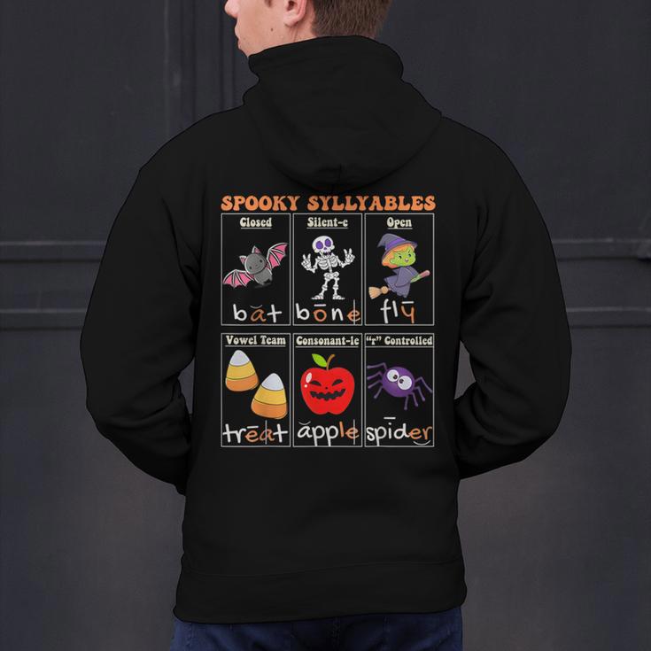 Spooky Syllables Halloween Teacher Student Education Men's Hoodie Back Print, gift for family, gift for coworker Spooky Syllables Halloween Teacher Student Education Men's Hoodie Back Print, gift for family, gift for coworker