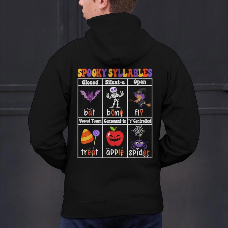 Spooky Syllables Teacher Halloween Educational Kids Men's Hoodie Back Print, gift for family, gift for coworker