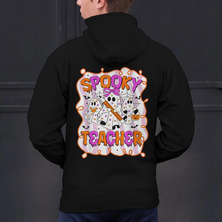 Spooky Teacher Ghost Pencil Teacher Halloween Teacher Men's Hoodie Back Print, gift for family, gift for coworker