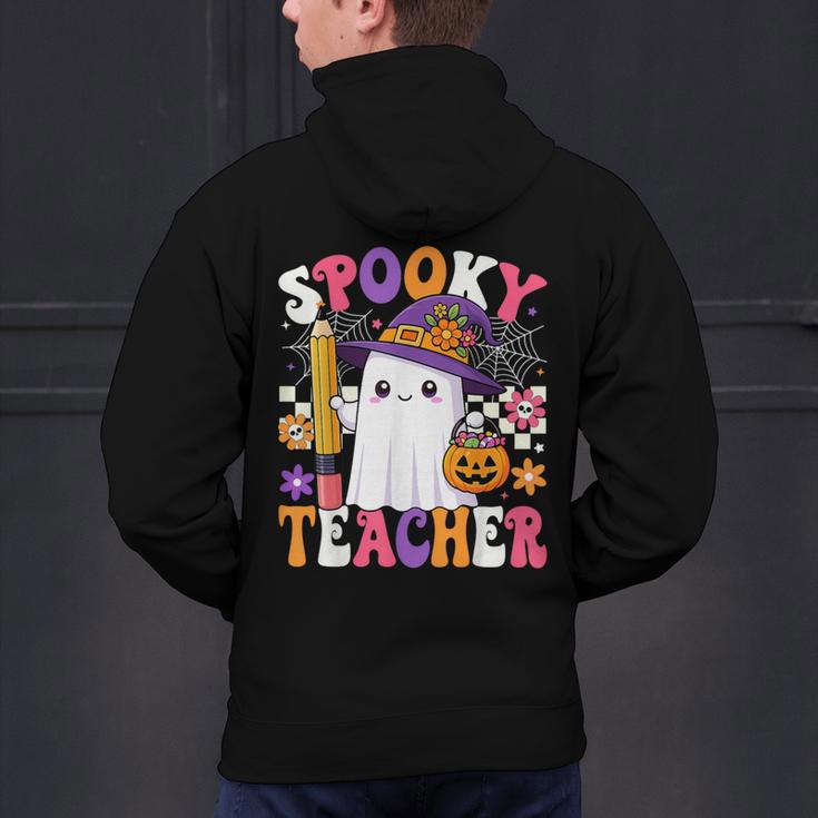Spooky Teacher Ghost Pencil Teach Halloween Teacher Men's Hoodie Back Print, gift for family, gift for coworker
