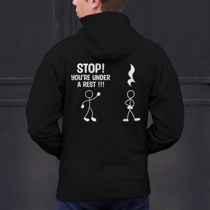 Stop You'Re Under A Rest Music Teacher Men's Hoodie Back Print, gift for family, gift for coworker Stop You'Re Under A Rest Music Teacher Men's Hoodie Back Print, gift for family, gift for coworker