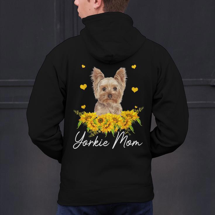 Sunflower Yorkie Mom Dog Lover Men's Hoodie Back Print, gift for family, gift for coworker