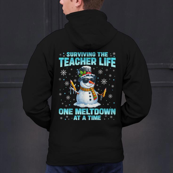 Surviving The Teacher Life Pjs Pajamas Christmas Xmas Teache Men's Hoodie Back Print, gift for family, gift for coworker