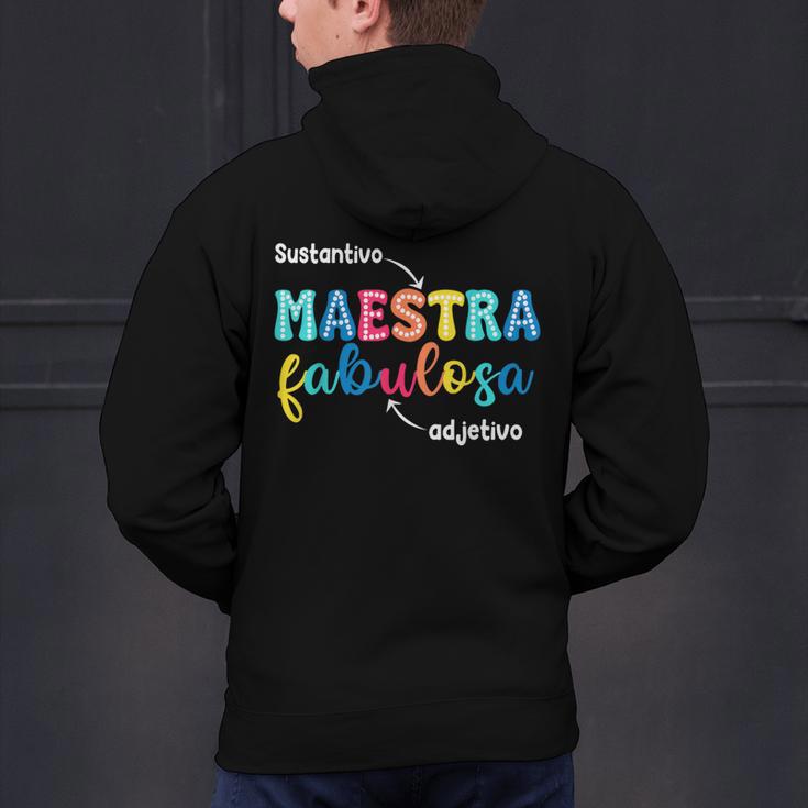 Sustantivo Maestra Fabulosa Adjetivo Spanish Teacher Men's Hoodie Back Print, gift for family, gift for coworker