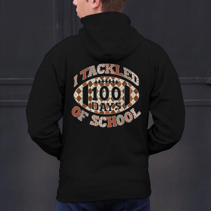 I Tackled 100 Days Of School Football Boys Girls Teachers Men's Hoodie Back Print, gift for family, gift for coworker