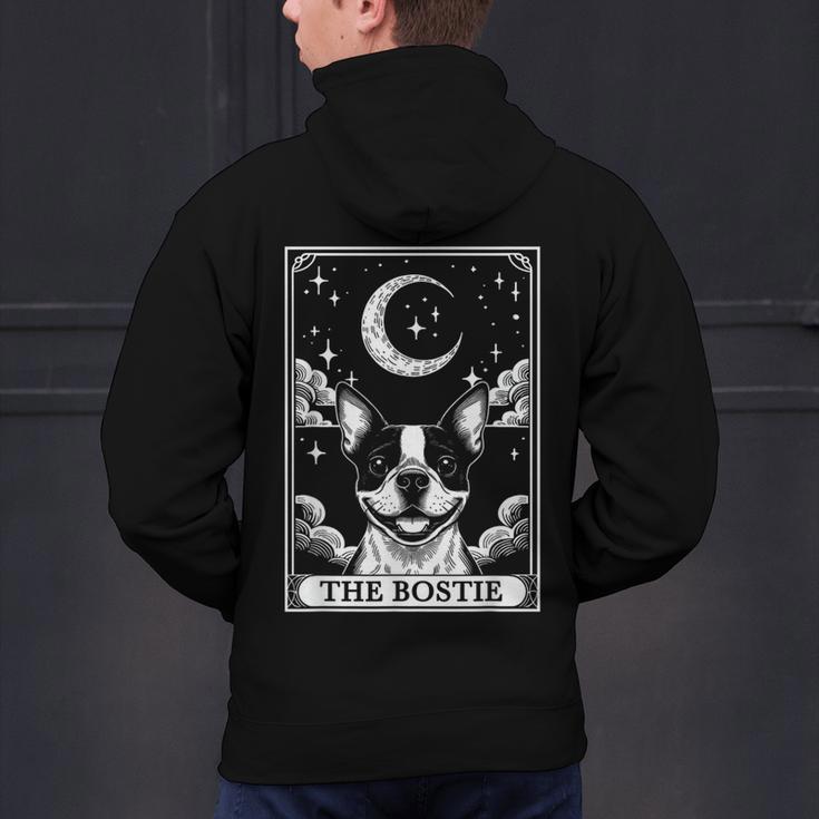Tarot Card Vintage Crescent Moon Boston Terrier Dog Mom Men's Hoodie Back Print, Boston Terrier Mom Hoodies, Boston Terrier Tarot Hoodies, gift for family, gift for coworker