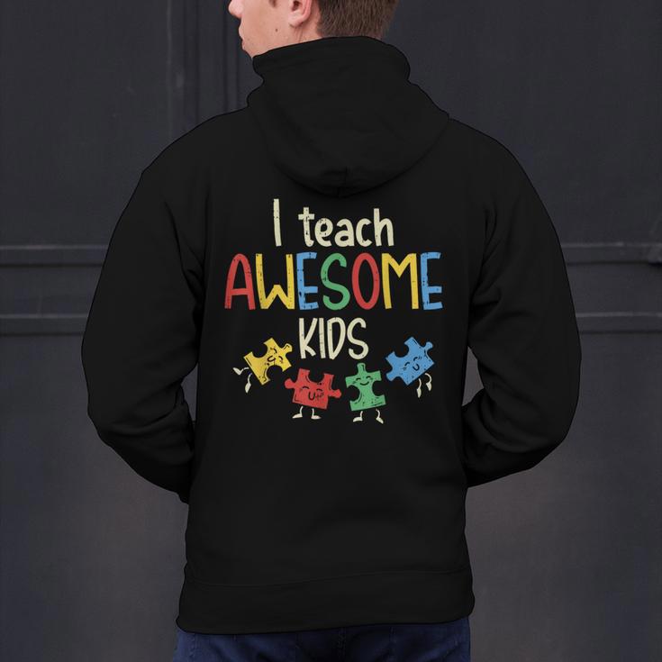 I Teach Awesome Kids Shirt Autism Special Education Teacher Men's Hoodie Back Print, gift for family, gift for coworker