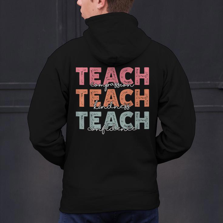 Teach Compassion Kindness Confidence For Teacher Men's Hoodie Back Print, gift for family, gift for coworker Teach Compassion Kindness Confidence For Teacher Men's Hoodie Back Print, gift for family, gift for coworker