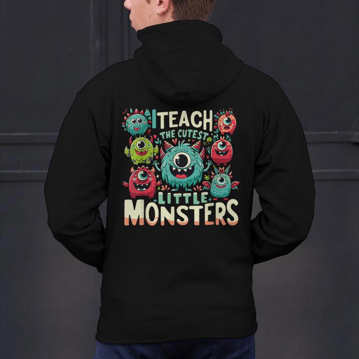 I Teach The Cutest Little Monsters Teacher Halloween Outfit Men's Hoodie Back Print, gift for family, gift for coworker