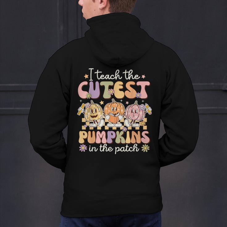I Teach The Cutest Pumpkins In The Patch Teacher Retro Men's Hoodie Back Print, gift for family, gift for coworker I Teach The Cutest Pumpkins In The Patch Teacher Retro Men's Hoodie Back Print, gift for family, gift for coworker