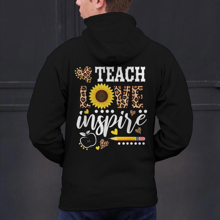 TEACH LOVE INSPIRE Teacher Sunflower Appreciation Men's Hoodie Back Print, gift for family, gift for coworker