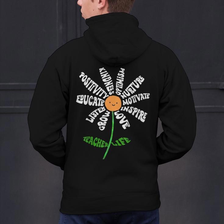 Teach Love Inspire Teachers Inspirational Flower Teachers Men's Hoodie Back Print, gift for family, gift for coworker