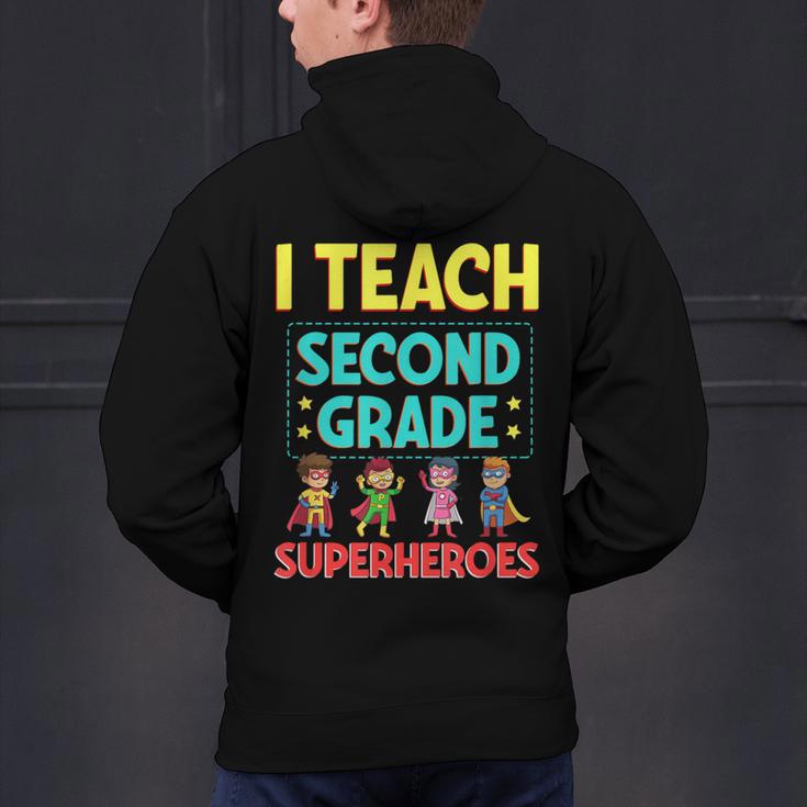 I Teach Second Grade Superheroes Teacher Superhero Men's Hoodie Back Print, gift for family, gift for coworker