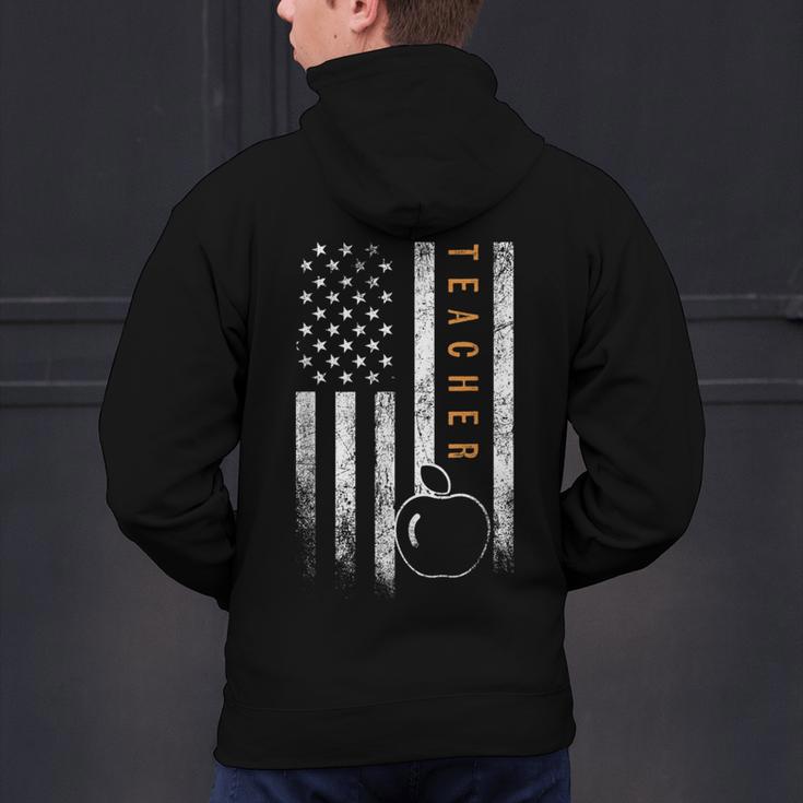 Teacher American Flag Teacher's Day Teaching Men's Hoodie Back Print, gift for family, gift for coworker