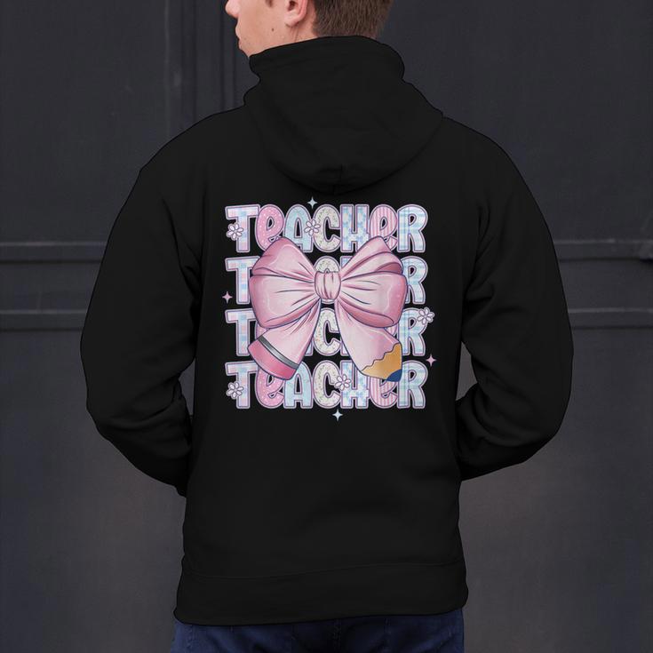 Teacher Bow Pencil Flowers Teacher Back To School Men's Hoodie Back Print, gift for family, gift for coworker Teacher Bow Pencil Flowers Teacher Back To School Men's Hoodie Back Print, gift for family, gift for coworker