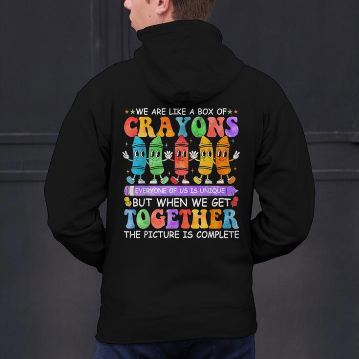 Teacher We Are Like A Box Of Crayons Back To School Men Women Kids Men's Hoodie Back Print, gift for family, gift for coworker