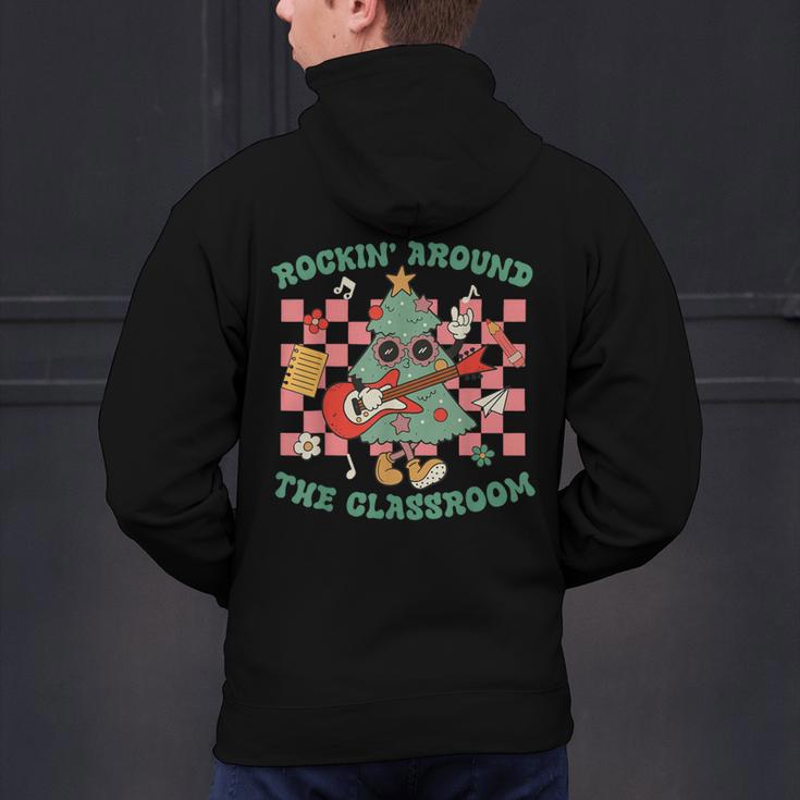 Teacher Christmas Rockin' Around The Classroom Men Women Kids Men's Hoodie Back Print, gift for family, gift for coworker