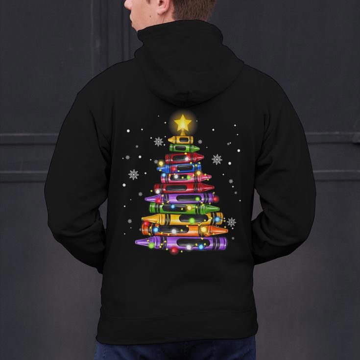 Teacher Crayon Christmas Tree Lights Student School Xmas Men's Hoodie Back Print, gift for family, gift for coworker Teacher Crayon Christmas Tree Lights Student School Xmas Men's Hoodie Back Print, gift for family, gift for coworker