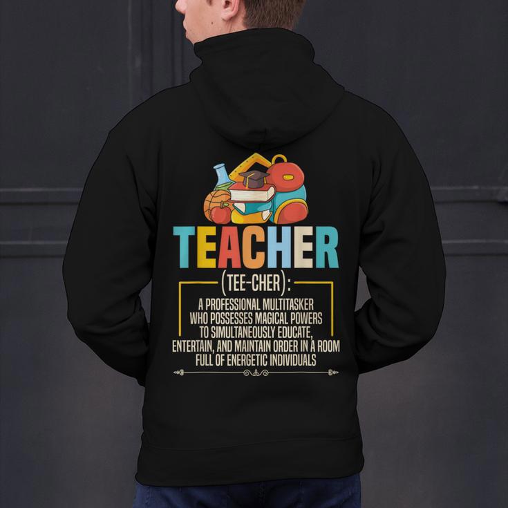 Teacher Definition Teaching School Teacher Men Women Men's Hoodie Back Print, gift for family, gift for coworker Teacher Definition Teaching School Teacher Men Women Men's Hoodie Back Print, gift for family, gift for coworker