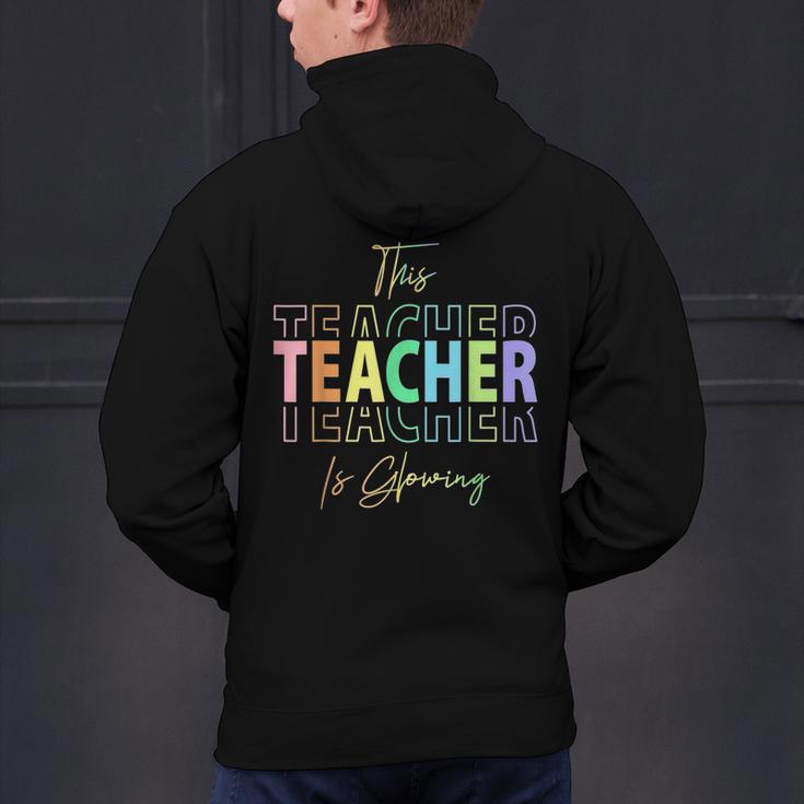 This Teacher Is Glowing Hello Summer End Of School Men's Hoodie Back Print, gift for family, gift for coworker