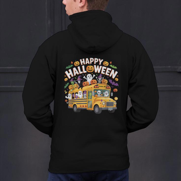 Teacher Halloween School Bus Driver Cute Ghost Witch Party Men's Hoodie Back Print, gift for family, gift for coworker