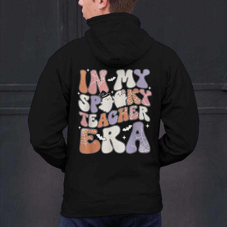 Teacher Halloween In My Spooky Teacher Era Retro Groovy Men's Hoodie Back Print, Groovy Teacher Hoodies, gift for family, gift for coworker