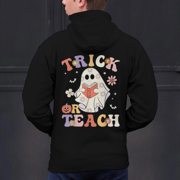 Teacher Halloween Trick Or Teach Floral Ghost Men's Hoodie Back Print, gift for family, gift for coworker Teacher Halloween Trick Or Teach Floral Ghost Men's Hoodie Back Print, gift for family, gift for coworker