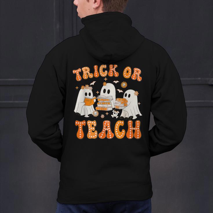 Teacher Halloween Trick Or Teach Retro Groovy Floral Ghost Men's Hoodie Back Print, Groovy Teacher Hoodies, gift for family, gift for coworker Teacher Halloween Trick Or Teach Retro Groovy Floral Ghost Men's Hoodie Back Print, Groovy Teacher Hoodies, gift for family, gift for coworker