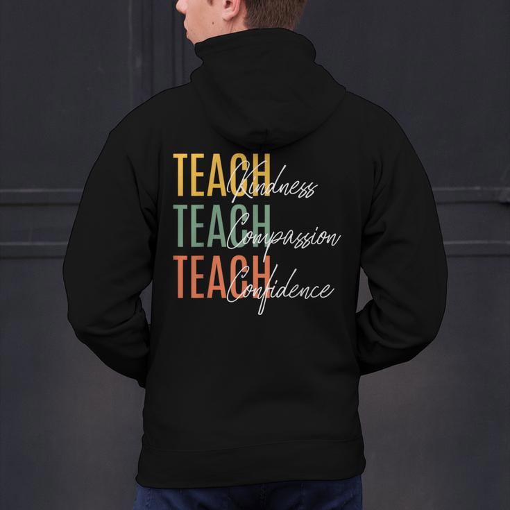Teacher Kindness Compassion Confidence Teaching Men's Hoodie Back Print, gift for family, gift for coworker Teacher Kindness Compassion Confidence Teaching Men's Hoodie Back Print, gift for family, gift for coworker