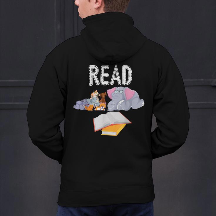 Teacher Library Read Book Club Piggie Elephant Pigeons Men Women Kids Men's Hoodie Back Print, gift for family, gift for coworker