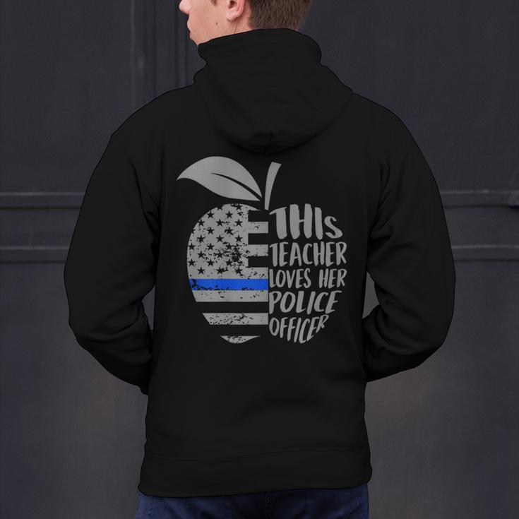 This Teacher Loves Her Police Officer Wife Saying Men's Hoodie Back Print, gift for family, gift for coworker