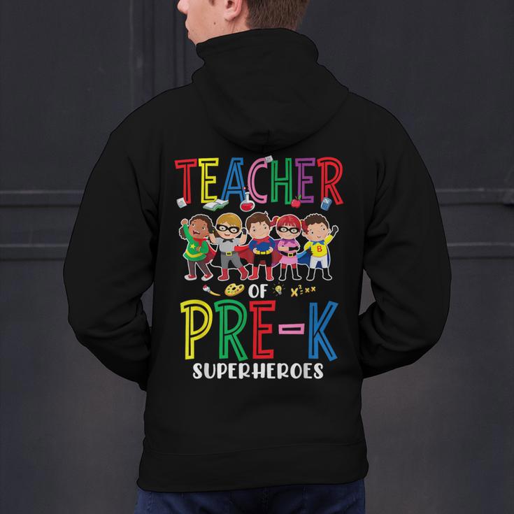 Teacher Of Pre K Superheroes Teacher New School Year Men Women Men's Hoodie Back Print, gift for family, gift for coworker