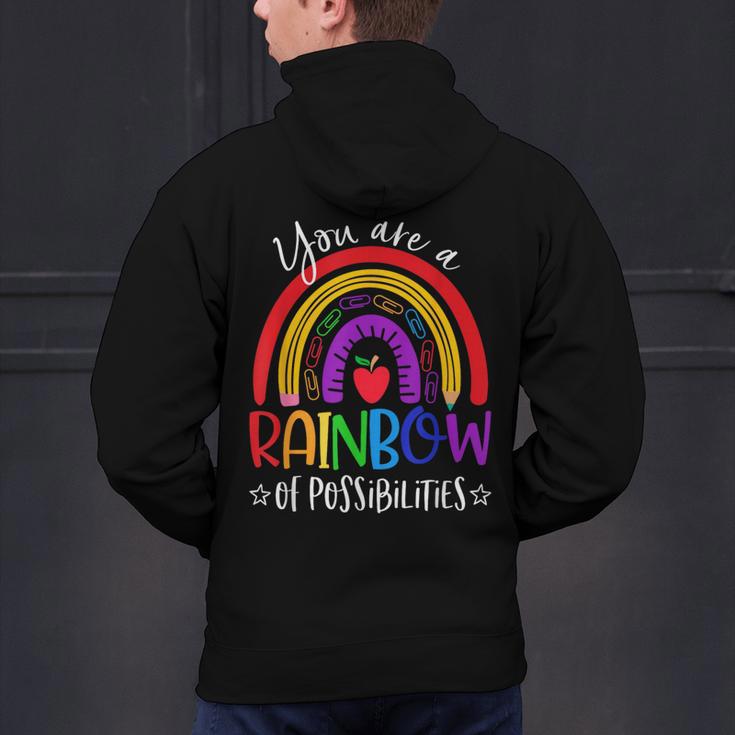 Teacher You Are a Rainbow Of Possibilities Funny Men's Hoodie Back Print, gift for family, gift for coworker Teacher You Are a Rainbow Of Possibilities Funny Men's Hoodie Back Print, gift for family, gift for coworker